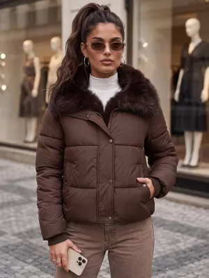 Dámská bunda DSTREET1 TY6099 HNĚDÁ