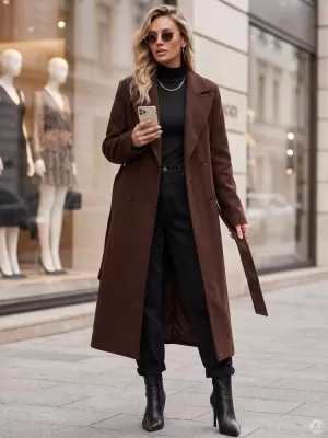 Dámský kabát DSTREET1 NY0864 HNĚDÁ