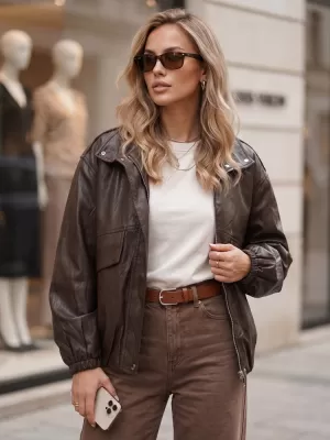 Dámská bunda DSTREET TY6070 HNĚDÁ