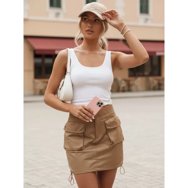  Dámská sukně DSTREET CY0440 KARAMELOVÁ 