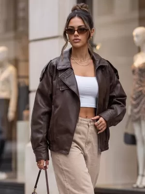 Dámská bunda DSTREET TY5961 HNĚDÁ