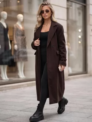 Dámský kabát DSTREET1 NY0838 HNĚDÁ