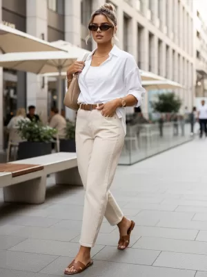 Dámské kalhoty DSTREET UY2987 ECRU