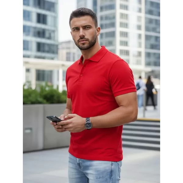  Pánské triko s límečkem DSTREET PX0515 ČERVENÁ 