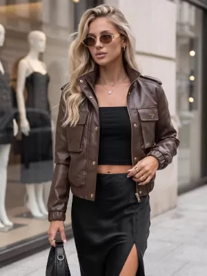 Dámská bunda DSTREET TY5874 HNĚDÁ