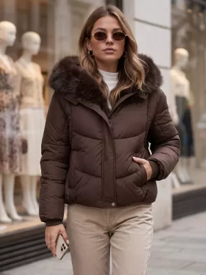 Dámská bunda DSTREET TY5983 HNĚDÁ