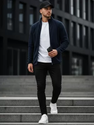 Pánská mikina DSTREET BX4775 TMAVĚ MODRÁ