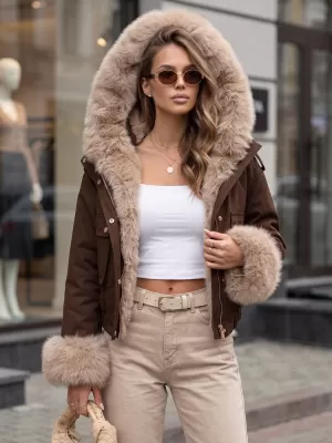 Dámská bunda DSTREET TY5836 HNĚDÁ