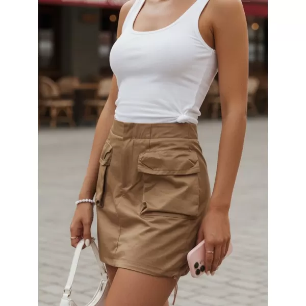  Dámská sukně DSTREET CY0440 KARAMELOVÁ 