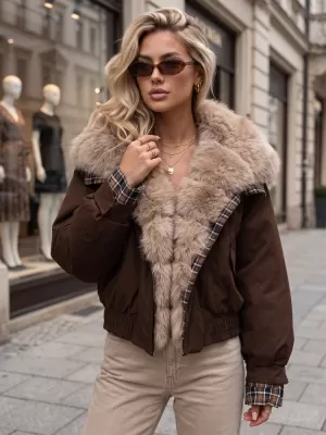 Dámská bunda DSTREET TY5839 HNĚDÁ