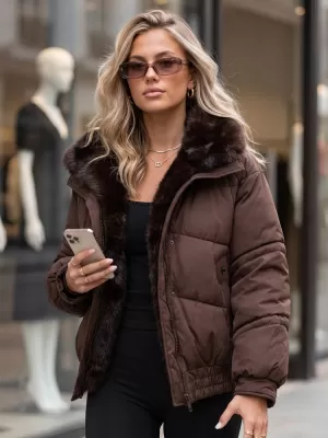 Dámská bunda DSTREET TY6006 HNĚDÁ