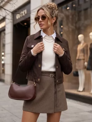 Dámská bunda DSTREET TY5881 HNĚDÁ
