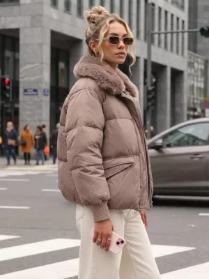 Dámská bunda DSTREET TY5820 HNĚDÁ