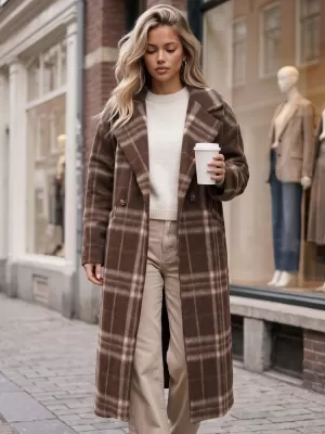 Dámský kabát DSTREET1 NY0828 HNĚDÁ
