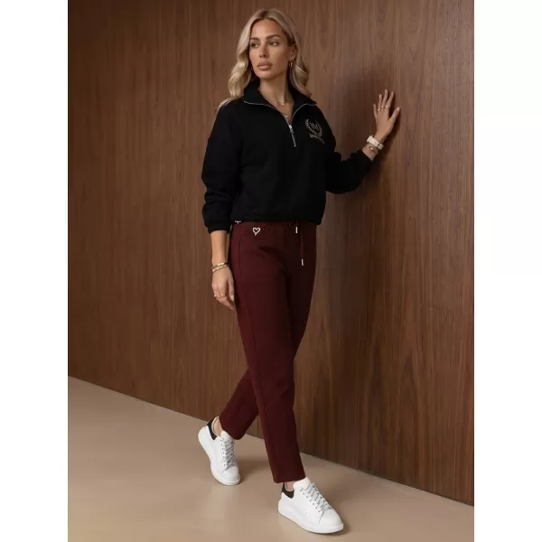  Dámské kalhoty DSTREET UY3213 BORDOVÁ 