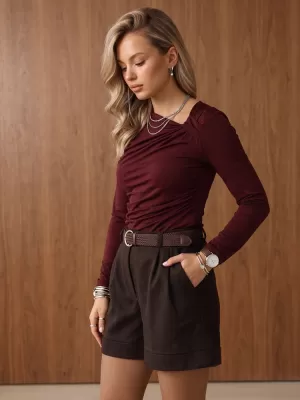 Dámská halenka DSTREET RY2945 BORDOVÁ