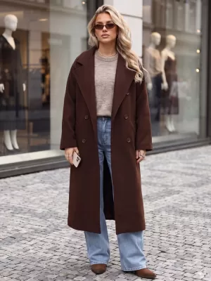 Dámský kabát DSTREET1 NY0866 HNĚDÁ