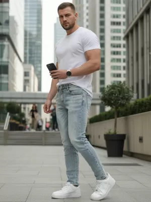 Pánské kalhoty DSTREET UX4489 MODRÁ