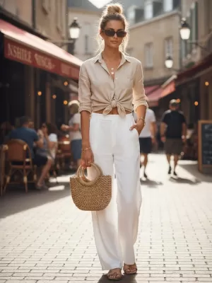 Dámské kalhoty DSTREET UY3078 BÍLÁ
