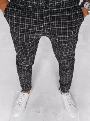 Pánské kostkované chino kalhoty DSTREET UX3968 ČERNÁ
