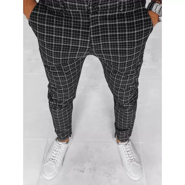  Pánské kostkované chino kalhoty DSTREET UX3968 ČERNÁ 