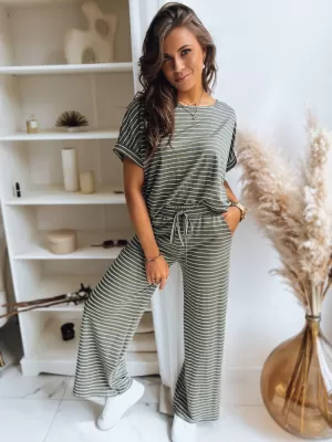 Dámské kalhoty DSTREET BOLD STRIPE UY1505 ZELENÁ