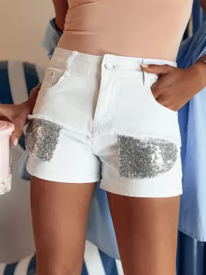 Dámské šortky DSTREET SHINEWEAR SY0339 BÍLÁ