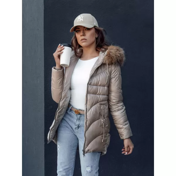  Dámská bunda DSTREET WINTERCHIC ty4438 KARAMELOVÁ 