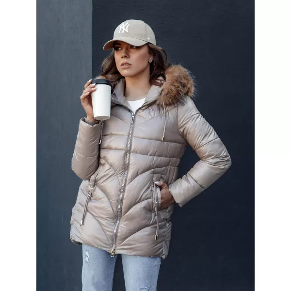  Dámská bunda DSTREET WINTERCHIC ty4438 KARAMELOVÁ 
