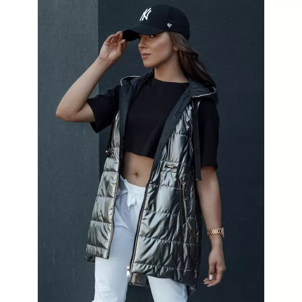  Dámská vesta DSTREET PIXIECODE TY4437 TMAVĚ ŠEDÁ 