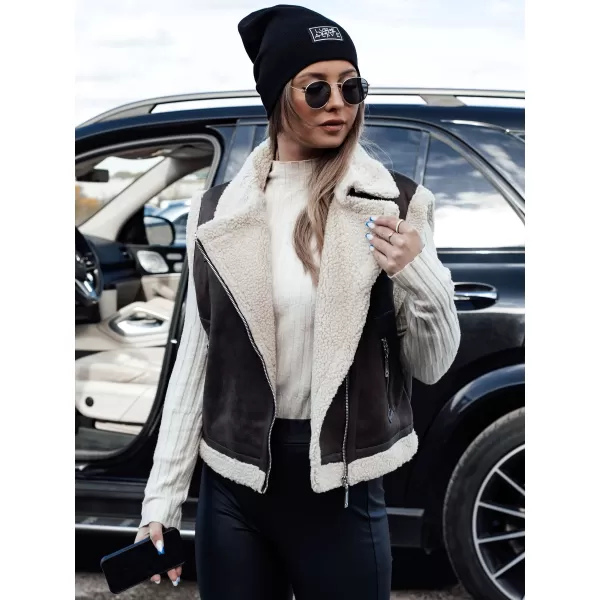  Dámská vesta DSTREET WOOLZIP TY4746 ČERNÁ/KARAMELOVÁ 