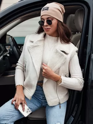 Dámská vesta DSTREET WOOLZIP TY4743 BÍLÁ