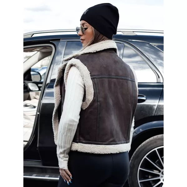  Dámská vesta DSTREET WOOLZIP TY4746 ČERNÁ/KARAMELOVÁ 