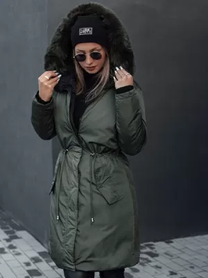 Dámský oboustranný kabát DSTREET TRENDNEL TY4589 ZELENÁ