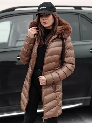 Dámský kabát DSTREET CRYSTAL TY4774 KARAMEL