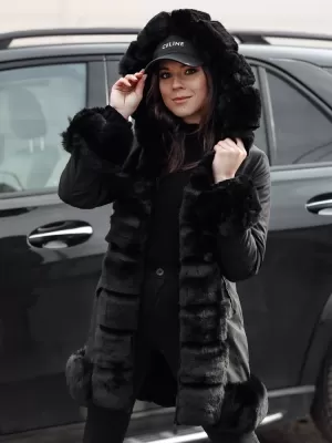 Dámský kabát DSTREET FURRWINT TY4772 ČERNÁ