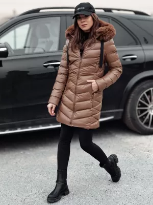 Dámský kabát DSTREET CRYSTAL TY4774 KARAMEL