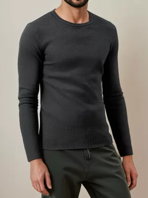 Pánský svetr DSTREET wx2293 TMAVĚ ŠEDÁ