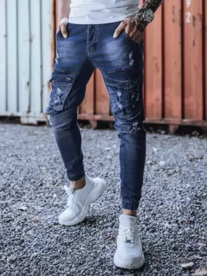 Pánské kalhoty DSTREET UX3286 MODRÁ