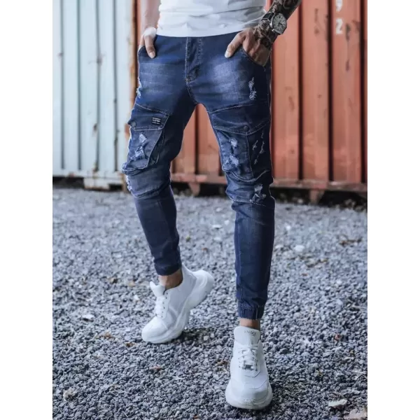  Pánské kalhoty DSTREET UX3286 MODRÁ 