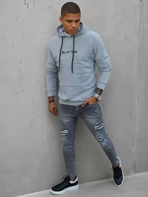 Pánská mikina DSTREET BX5475 SVĚTLE ŠEDÁ
