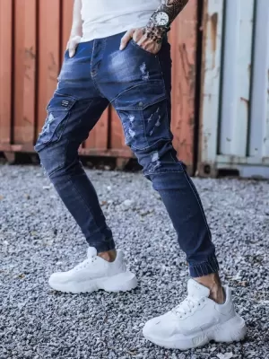 Pánské kalhoty DSTREET UX3286 MODRÁ