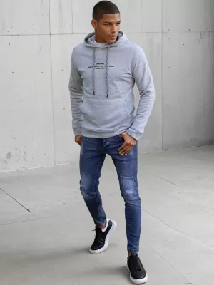 Pánská mikina DSTREET BX5459 SVĚTLE ŠEDÁ