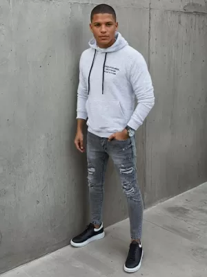 Pánská mikina DSTREET BX5462 SVĚTLE ŠEDÁ