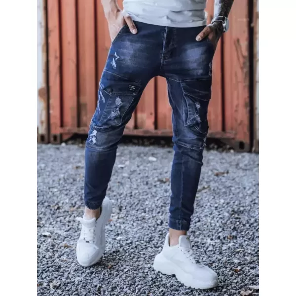  Pánské kalhoty DSTREET UX3286 MODRÁ 