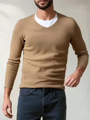 Pánský svetr DSTREET WX2306 KARAMELOVÁ