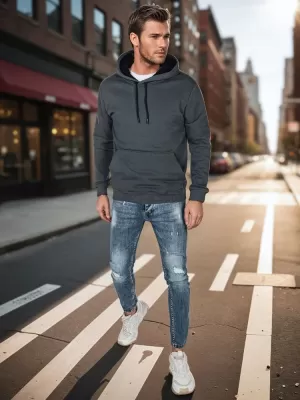 Pánská mikina DSTREET BX5863 TMAVĚ ŠEDÁ