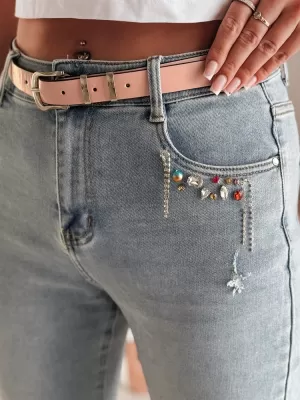 Dámské kalhoty DSTREET BLINGBLING UY2451 MODRÁ