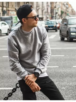 Pánská mikina DSTREET BX3354 SVĚTLE ŠEDÁ