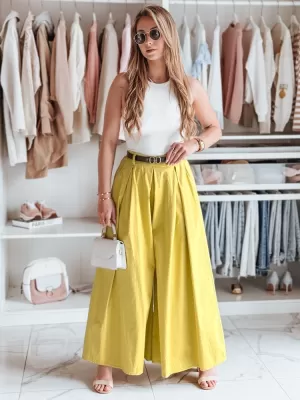 Dámské kalhoty DSTREET FLOWES UY2589 ŽLUTÁ